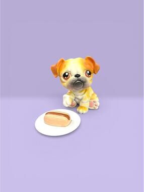 Littlest Pet Shop LPS Bulldog #46 with Hot Dog Accessory